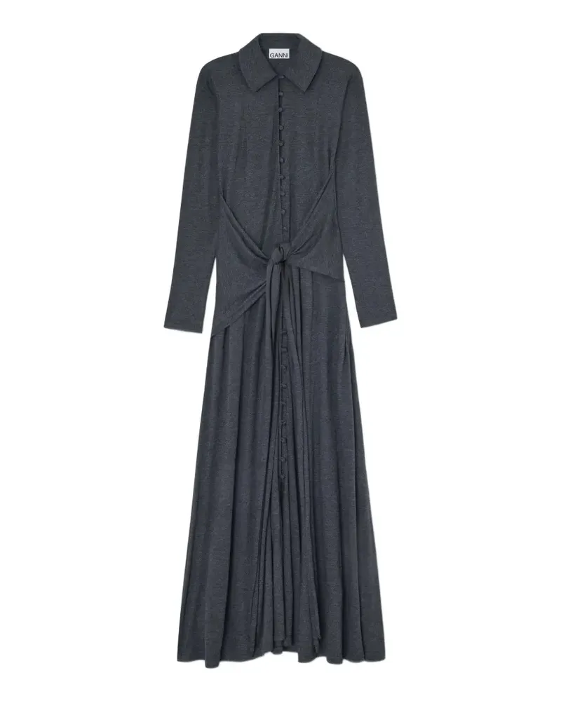 Ganni Maxikleid mit Knöpfen - Grau Grau
