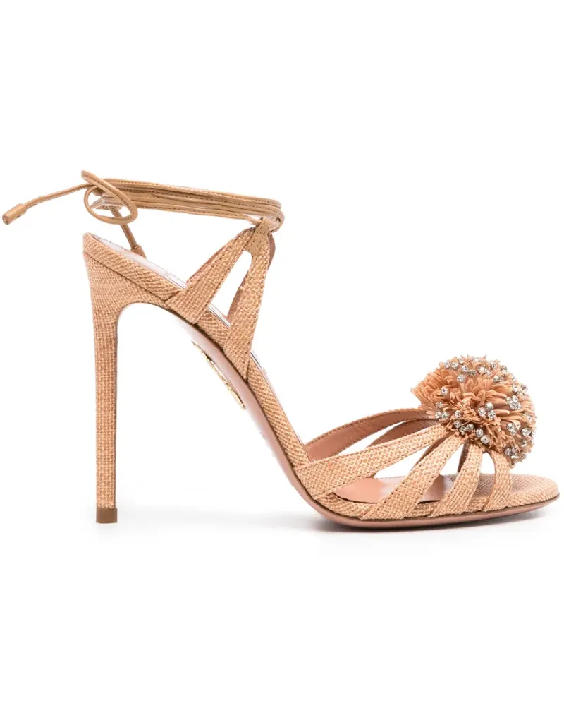 Aquazzura Movida Pompon-Sandalen mit Kristallen 110mm - Nude Nude