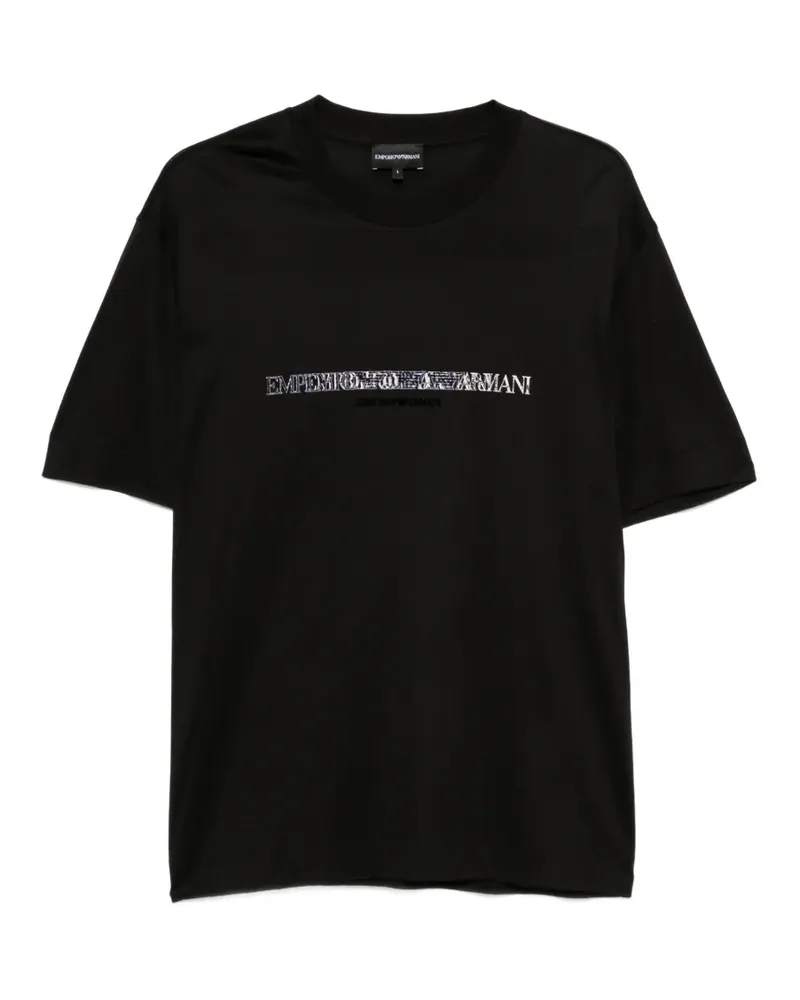 Emporio Armani Kurzärmeliges T-Shirt mit Logo-Print - Schwarz Schwarz