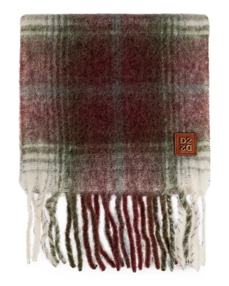 Dsquared2 Karierter Schal mit Fransen - Rot Rot