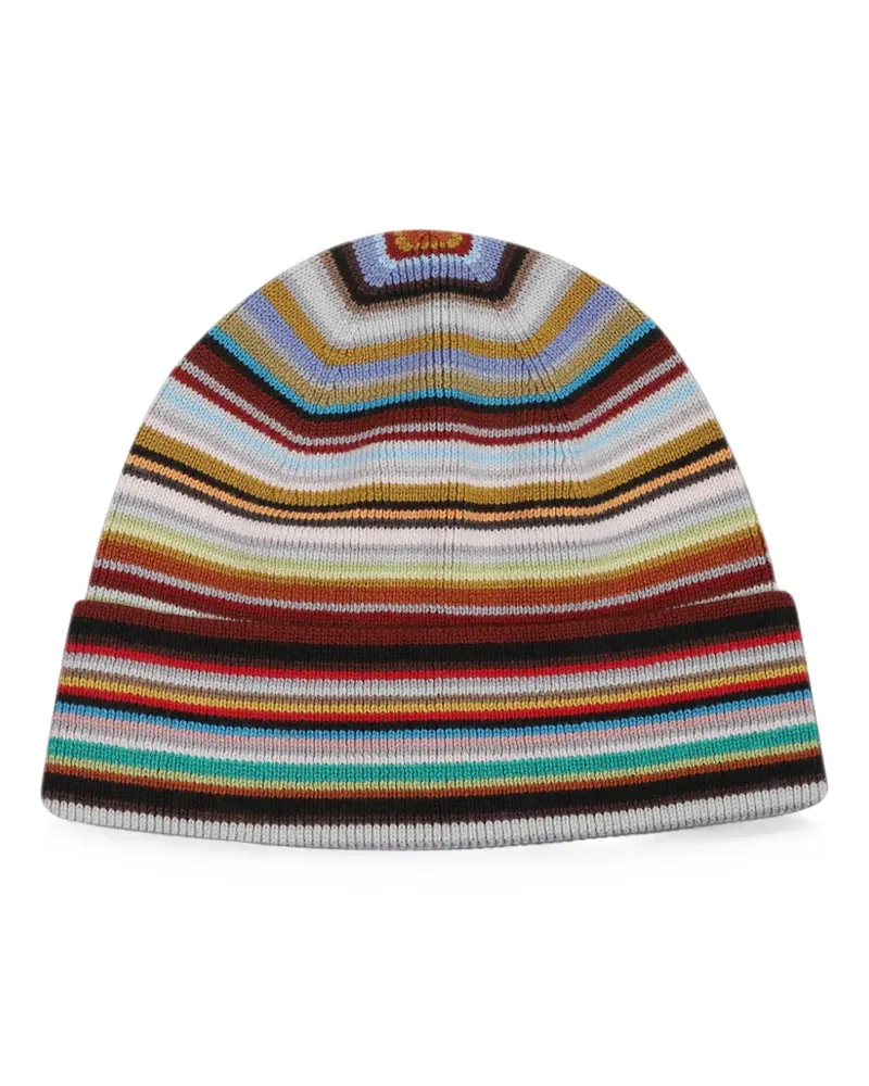 Paul Smith merino wool 'Signature Stripe' beanie hat - Braun Braun