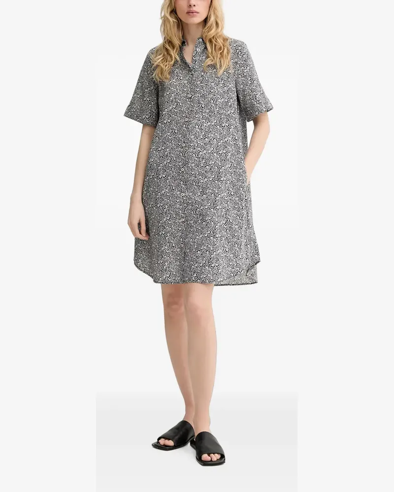 Marc O'Polo Midikleid mit Schmetterling-Print - Schwarz Schwarz