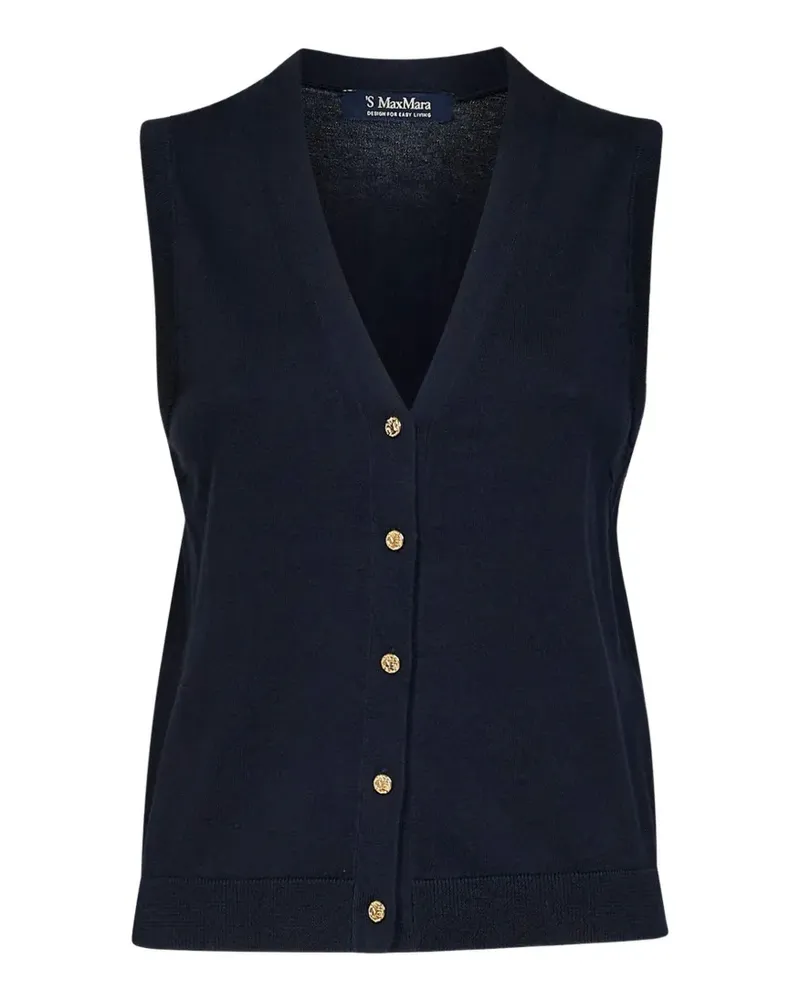 Max Mara Max Mara Pullover mit Schmuckknöpfen und V-Ausschnitt - Blau Blau