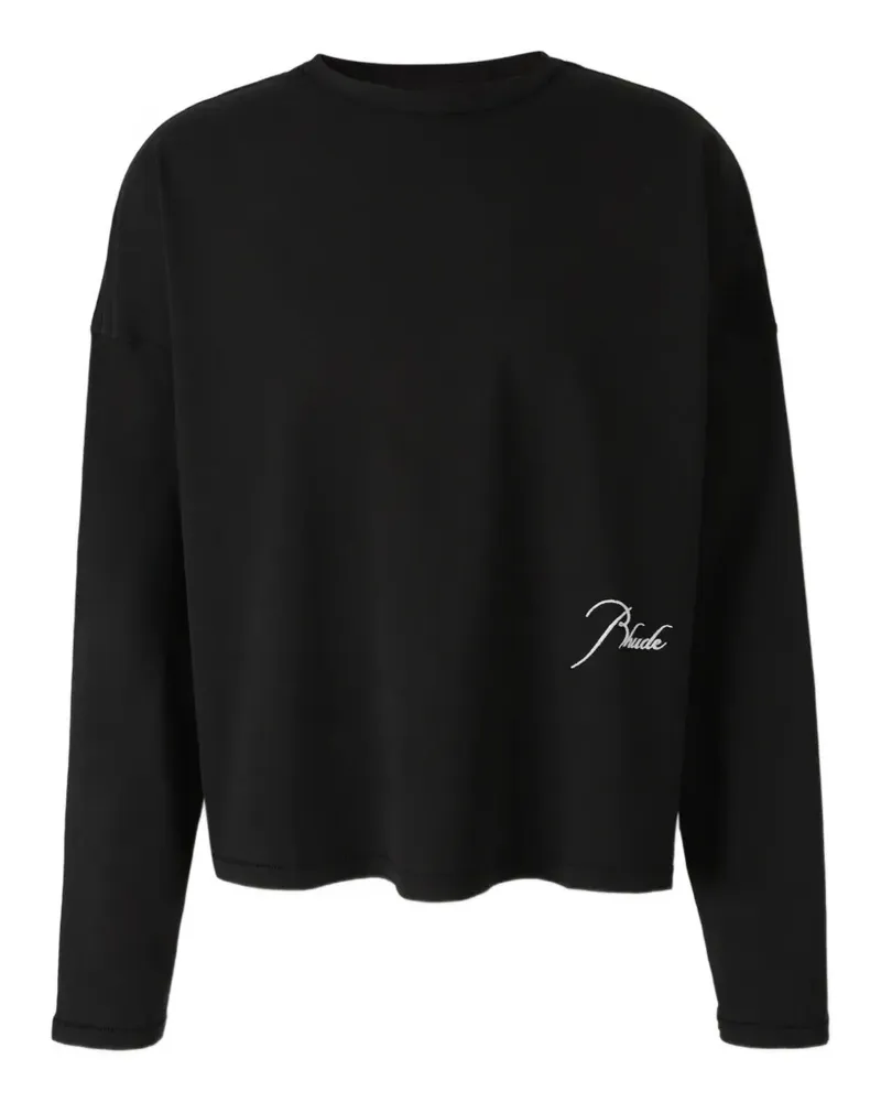 RHUDE Langarmshirt mit Logo-Print - Schwarz Schwarz