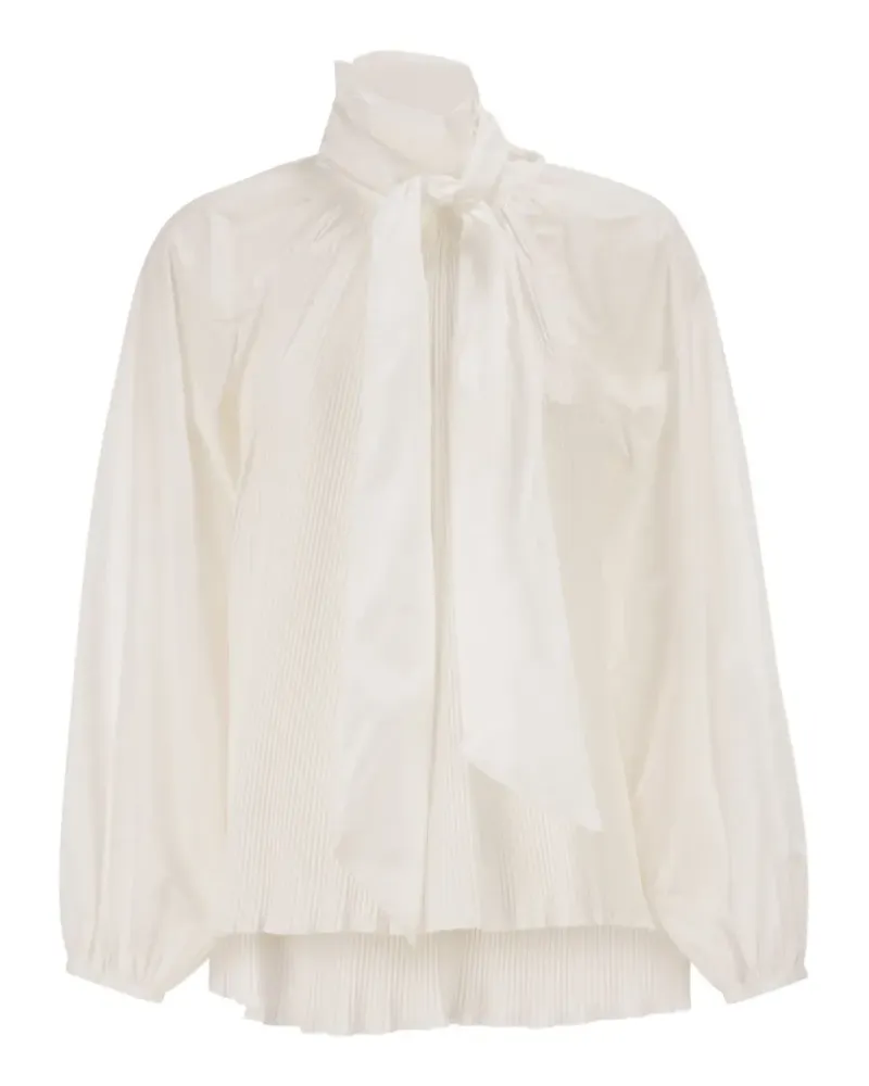 Max Mara pleated neck-bow blouse - Weiß Weiß