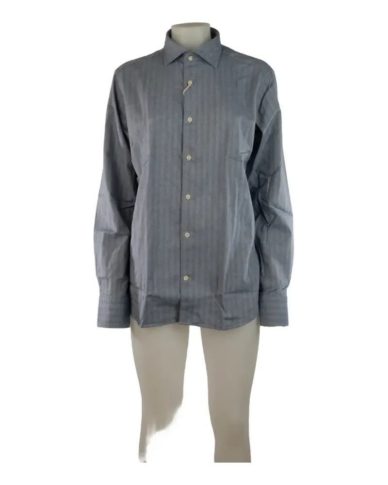 Tintoria Mattei herringbone-pattern long-sleeve shirt - Blau Blau