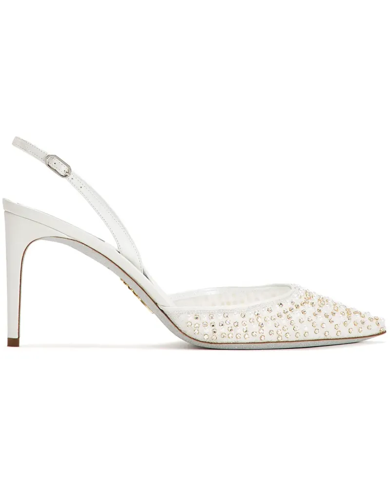 René Caovilla Pumps mit Kristallen - Weiß Weiß