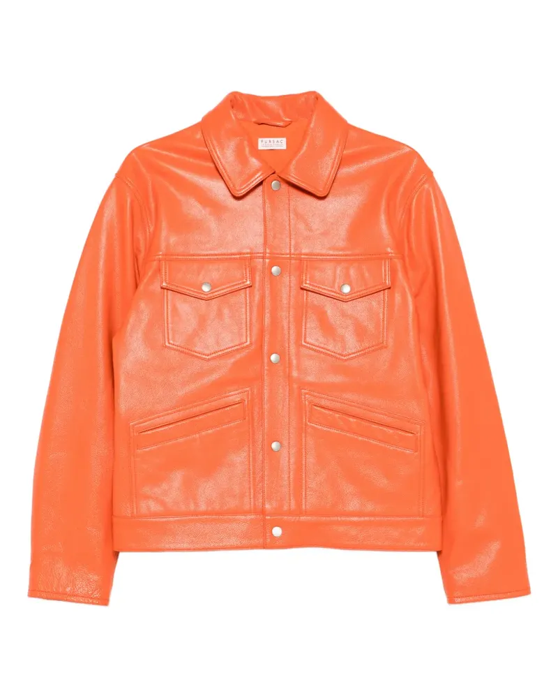FURSAC Lederjacke mit aufgesetzten Taschen - Orange Orange