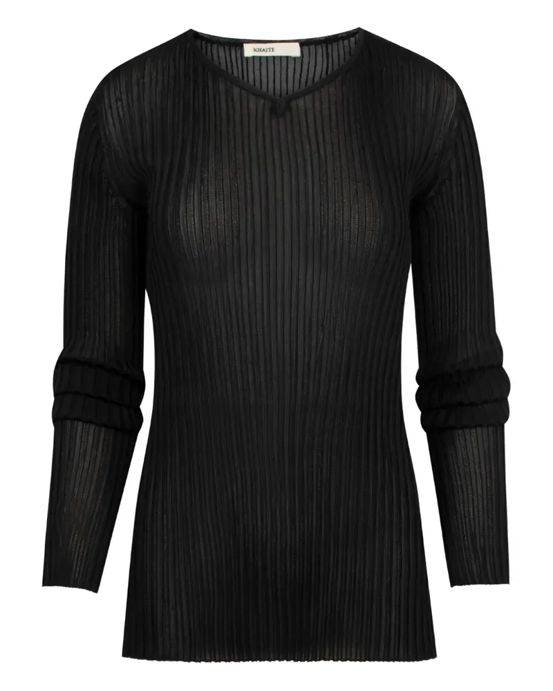 KHAITE Tia Oberteil mit V-Ausschnitt - 200 BLACK 200