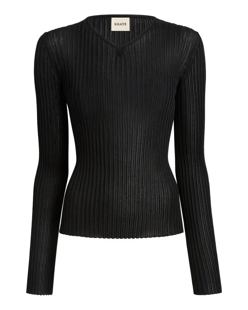 KHAITE Tia Oberteil mit V-Ausschnitt - 200 BLACK 200