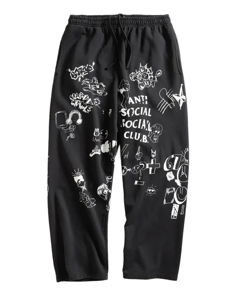 Anti Social Social Club illustrated-print track pants - Schwarz Schwarz