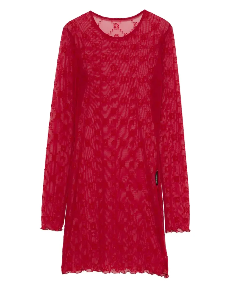 Marine Serre moonogram long-sleeve mini dress - Rot Rot