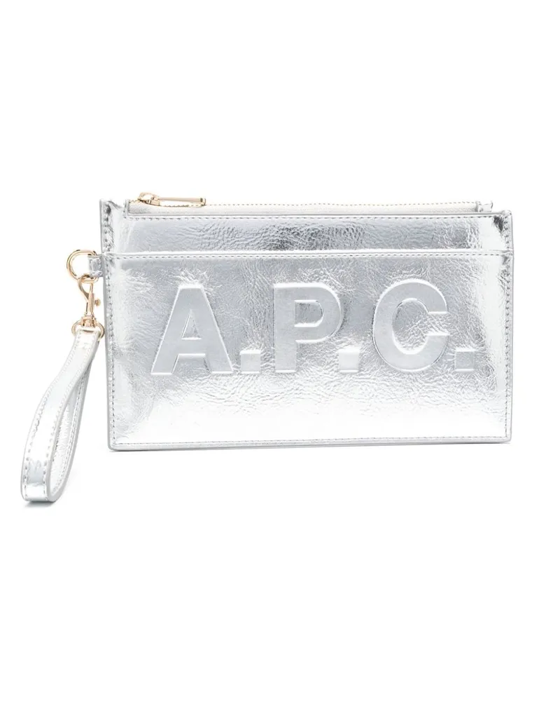 A.P.C. Clutch mit Reißverschluss - Silber Silber