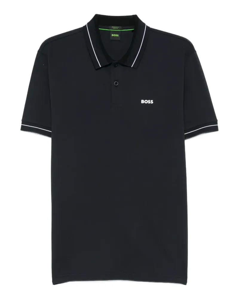 HUGO BOSS logo-print tipped polo shirt - Schwarz Schwarz