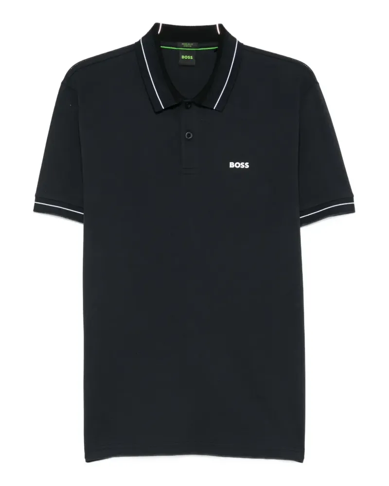 HUGO BOSS logo-print tipped polo shirt - Schwarz Schwarz