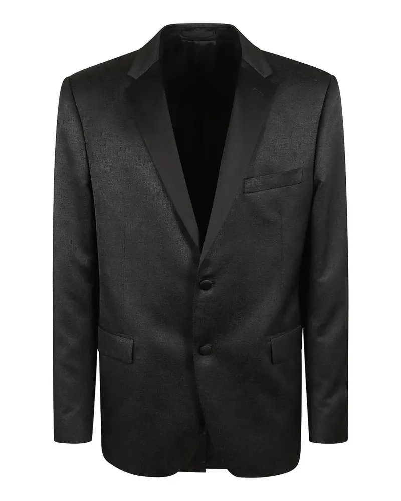 LARDINI Leinenjacke mit Satinrevers - Schwarz Schwarz
