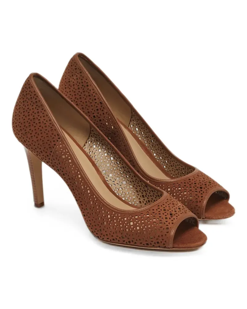 Tory Burch Elinor laser-cut suede heeled pumps - Braun Braun