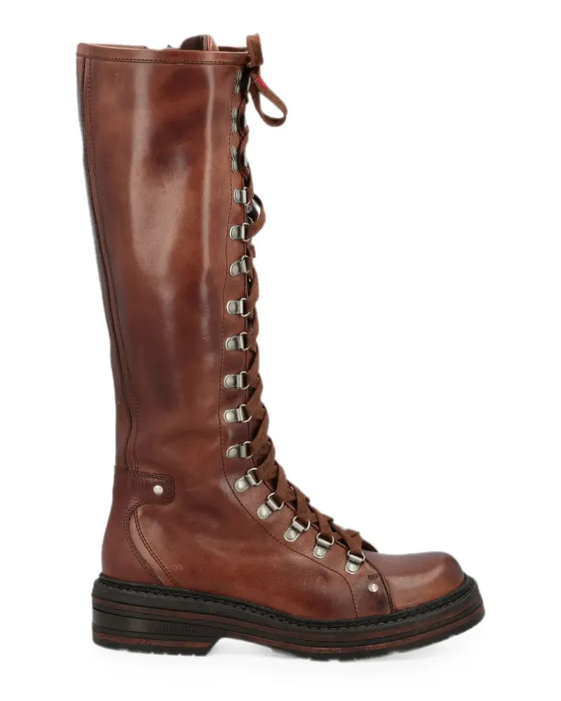 Miu Miu lace-up leather boots - Braun Braun