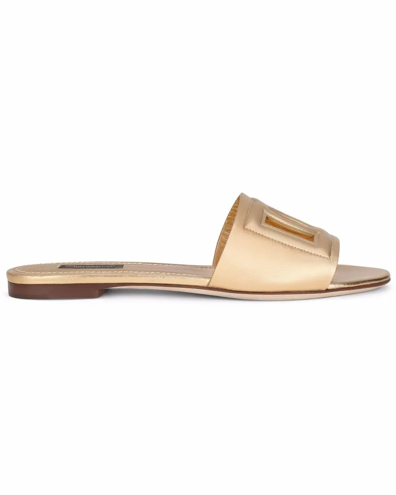 Dolce & Gabbana Pantoletten mit DG-Logo - Gold Gold