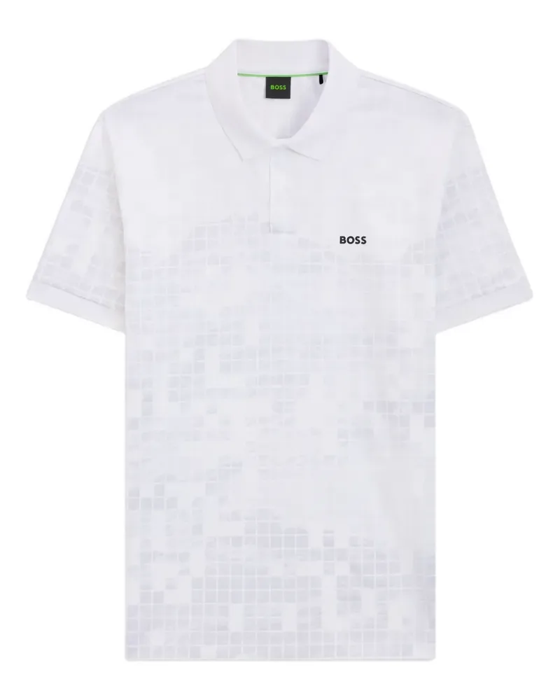HUGO BOSS Geometrisch gemustertes Poloshirt - Weiß Weiß