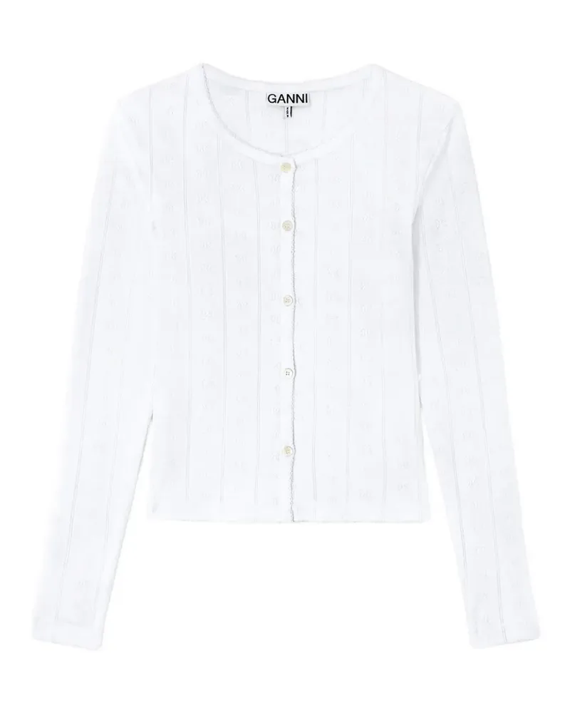 Ganni Cardigan aus Pointelle-Strick - Weiß Weiß