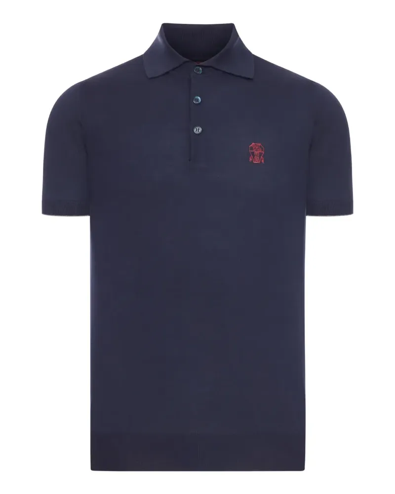 Brunello Cucinelli Poloshirt mit Logo-Stickerei - Blau Blau