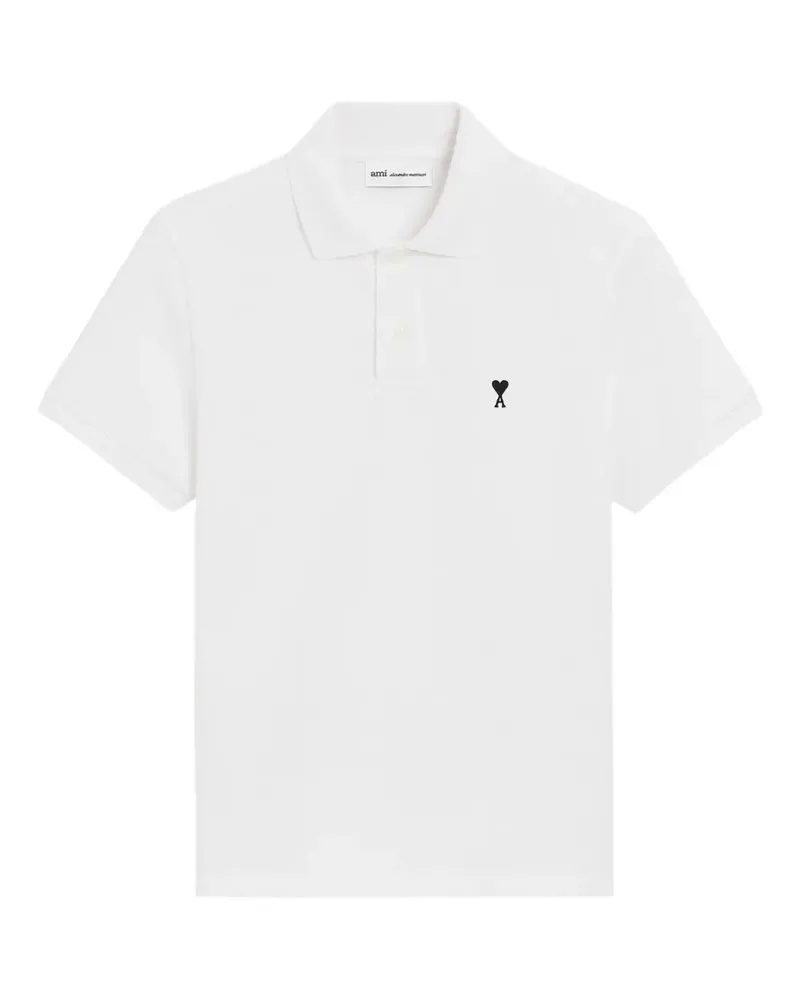 AMI Paris short-sleeves heart-embroidery polo shirt - Weiß Weiß