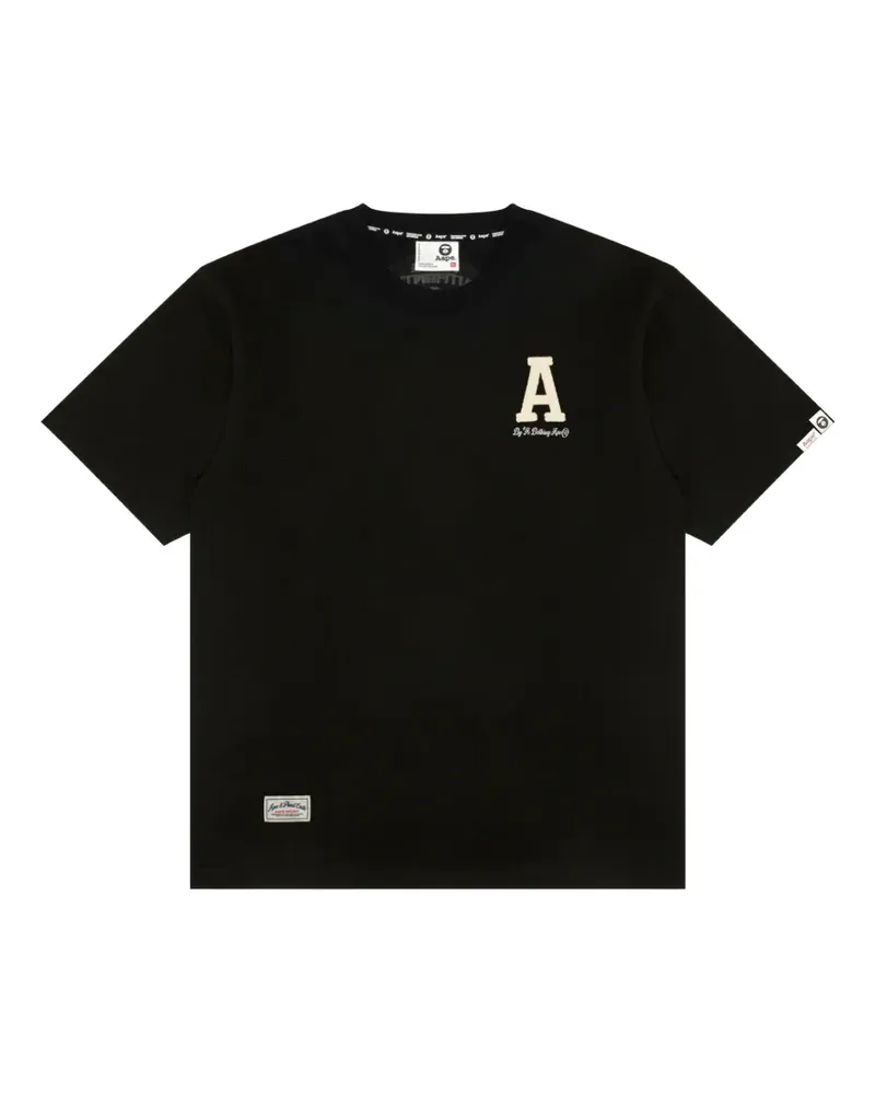 BAPE T-Shirt mit Buchstaben-Patch - Schwarz Schwarz