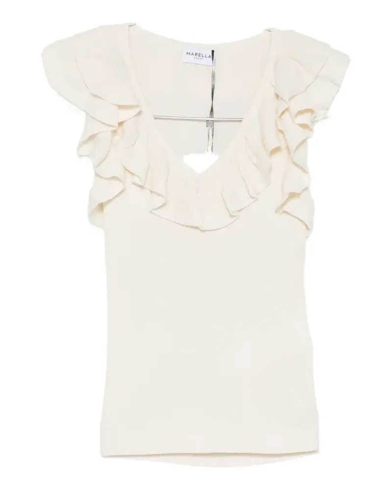 MARELLA Matassa ruffled V-neck top - Nude Nude