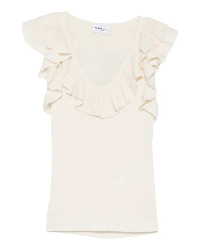 MARELLA Matassa ruffled V-neck top - Nude Nude