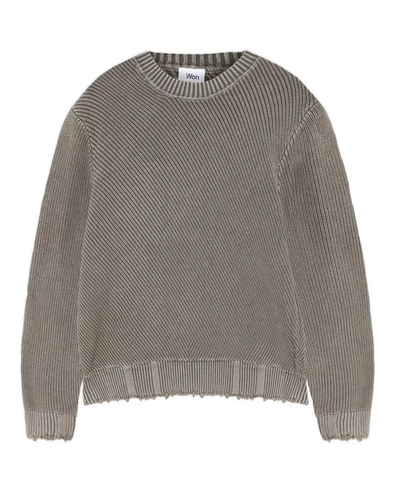 Won Hundred Bently distressed ribbed-knit sweater - Nude Nude