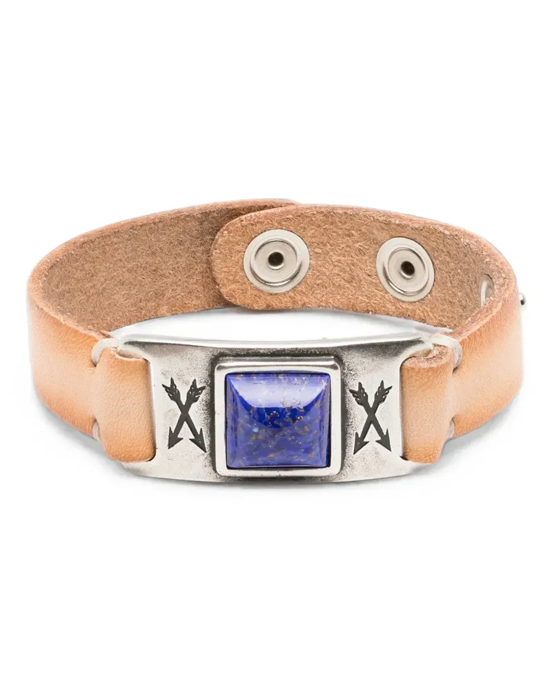 ERALDO lapis-lazuli-embellished leather bracelet - Nude Nude