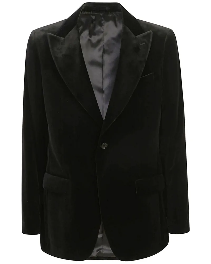 LARDINI Sakko in Samtoptik - Schwarz Schwarz