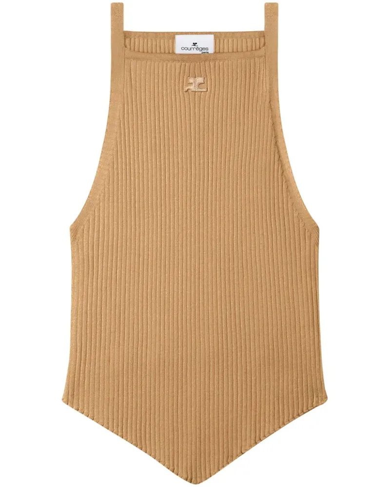 Courrèges Pointy Tanktop aus Rippstrick - Nude Nude