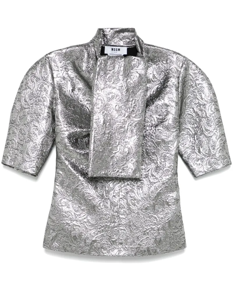 MSGM Bluse im Metallic-Look - Grau Grau