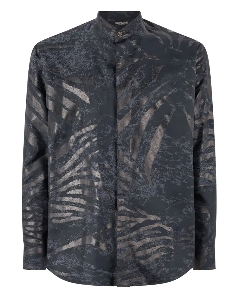 Roberto Cavalli Seidenhemd mit Animal-Print - Schwarz Schwarz