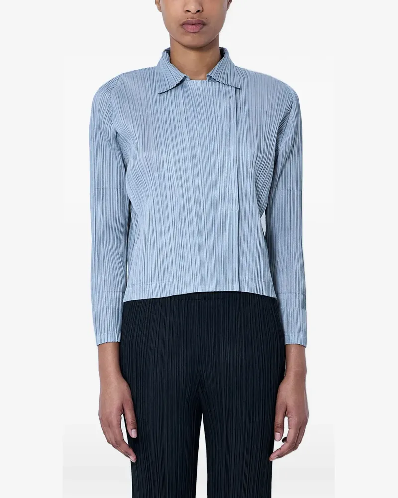 Issey Miyake pleated long-sleeve shirt - Blau Blau