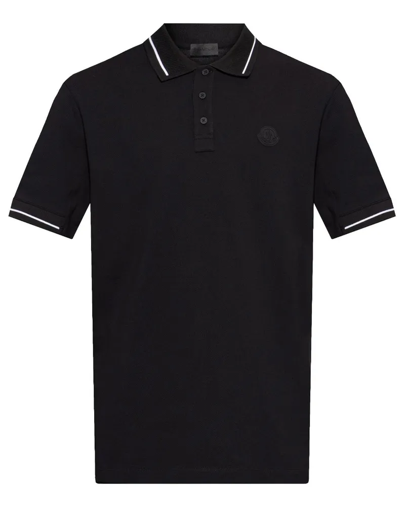 Moncler Poloshirt mit Logo-Patch - Schwarz Schwarz
