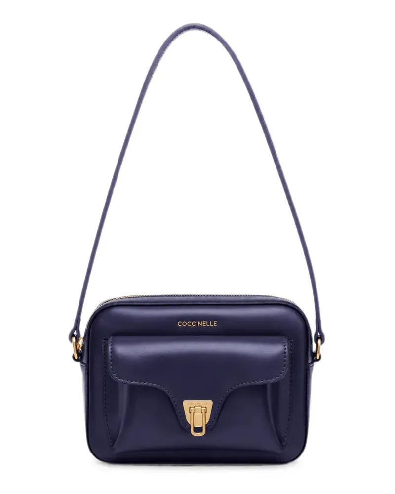 Coccinelle logo-print leather shoulder bag - Blau Blau