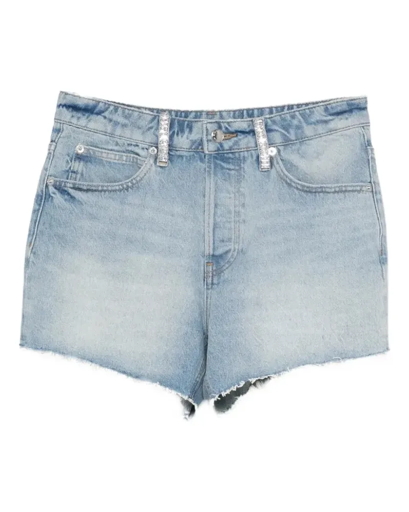 Alexander Wang crystal-embellished frayed shorts - Blau Blau