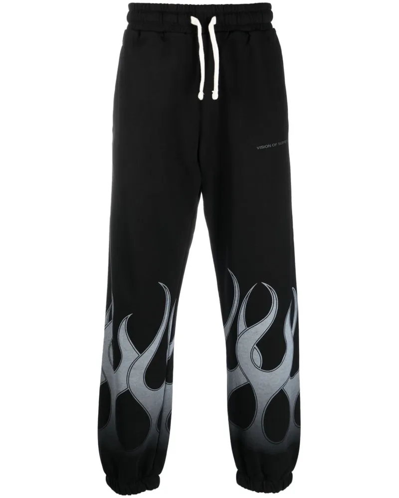 Vision Of Super Jogginghose mit Flammen-Print Schwarz