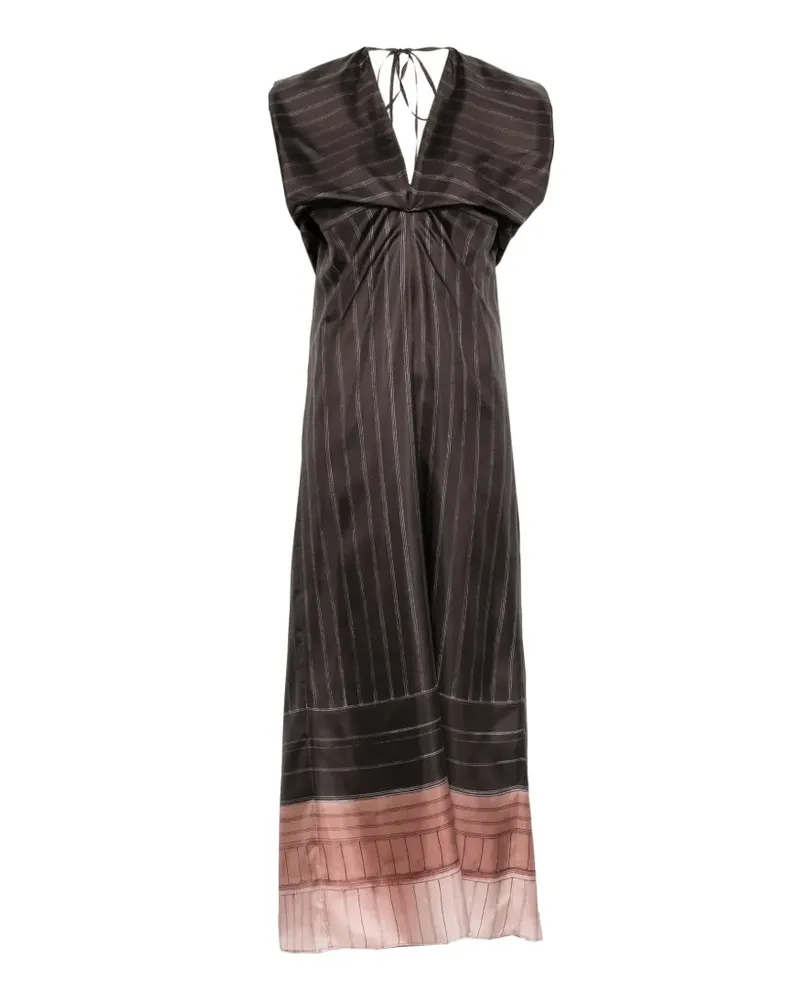 ALYSI pinstripe-pattern gathered maxi dress - Braun Braun