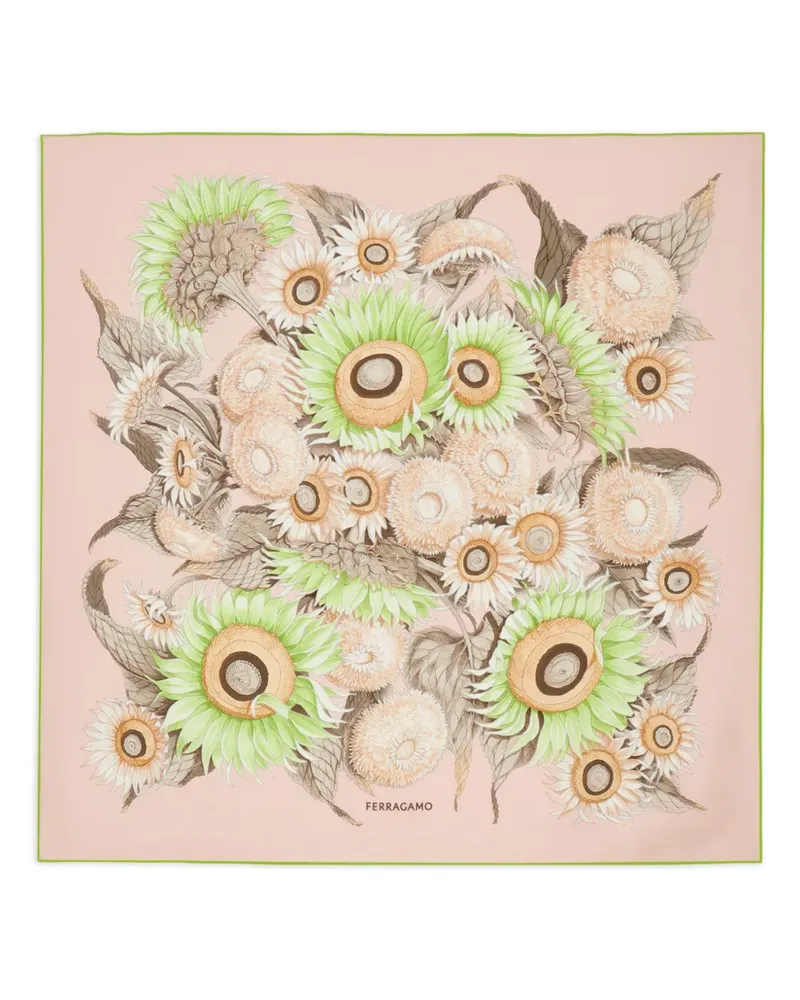Ferragamo Seidenschal mit Sonnenblumen-Print - Rosa Rosa