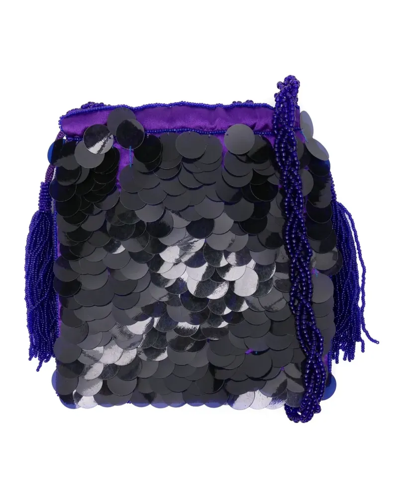 P.A.R.O.S.H. Schultertasche mit Pailletten - Violett Violett