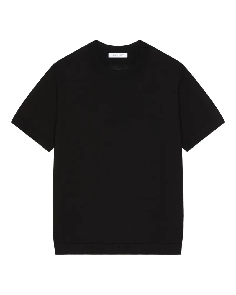 Givenchy T-Shirt aus Baumwollstrick mit Ripsbanddetails - Schwarz Schwarz
