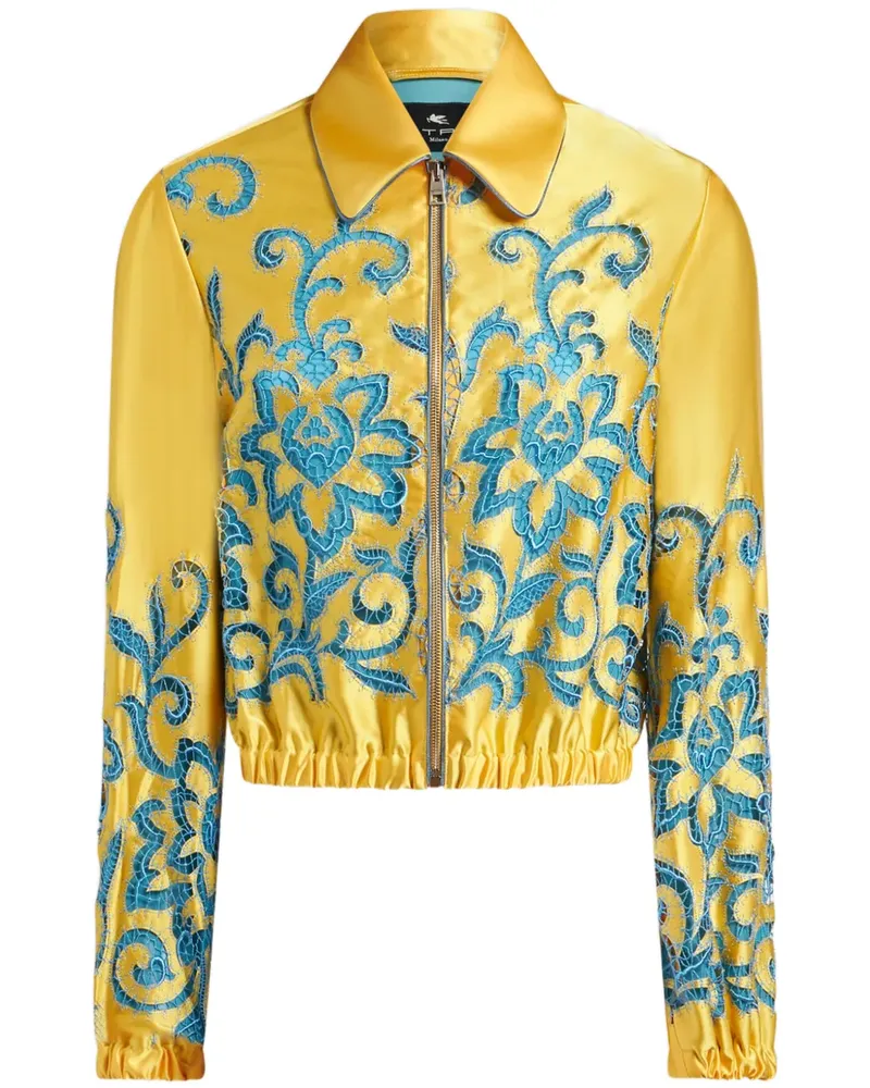 Etro Cropped-Bomberjacke mit Stickerei - Gelb Gelb