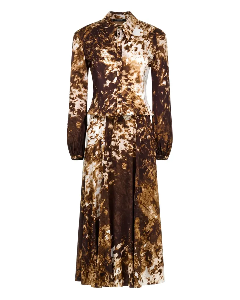 Roberto Cavalli Midikleid mit Print - Braun Braun