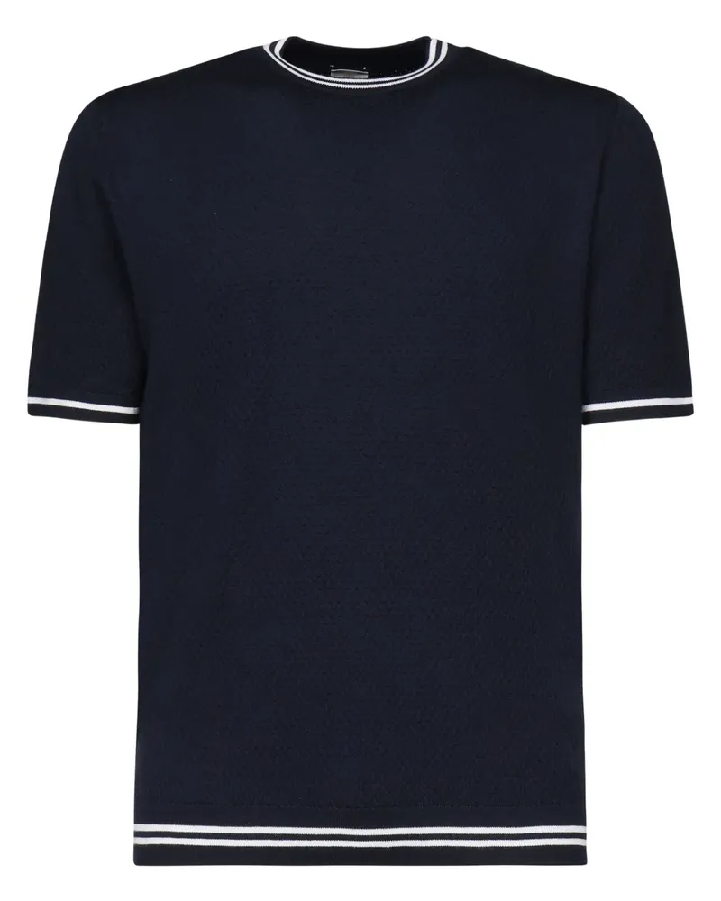 Eleventy Fein gestricktes T-Shirt - Blau Blau