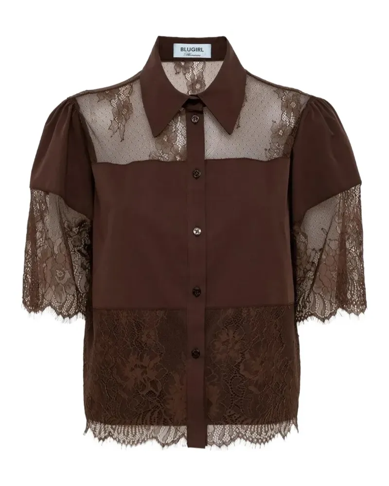 Blumarine Hemd mit Spitzeneinsatz - Braun Braun