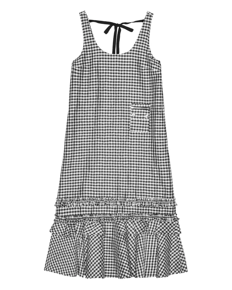 Ganni Kleid mit Vichy-Karo - Schwarz Schwarz